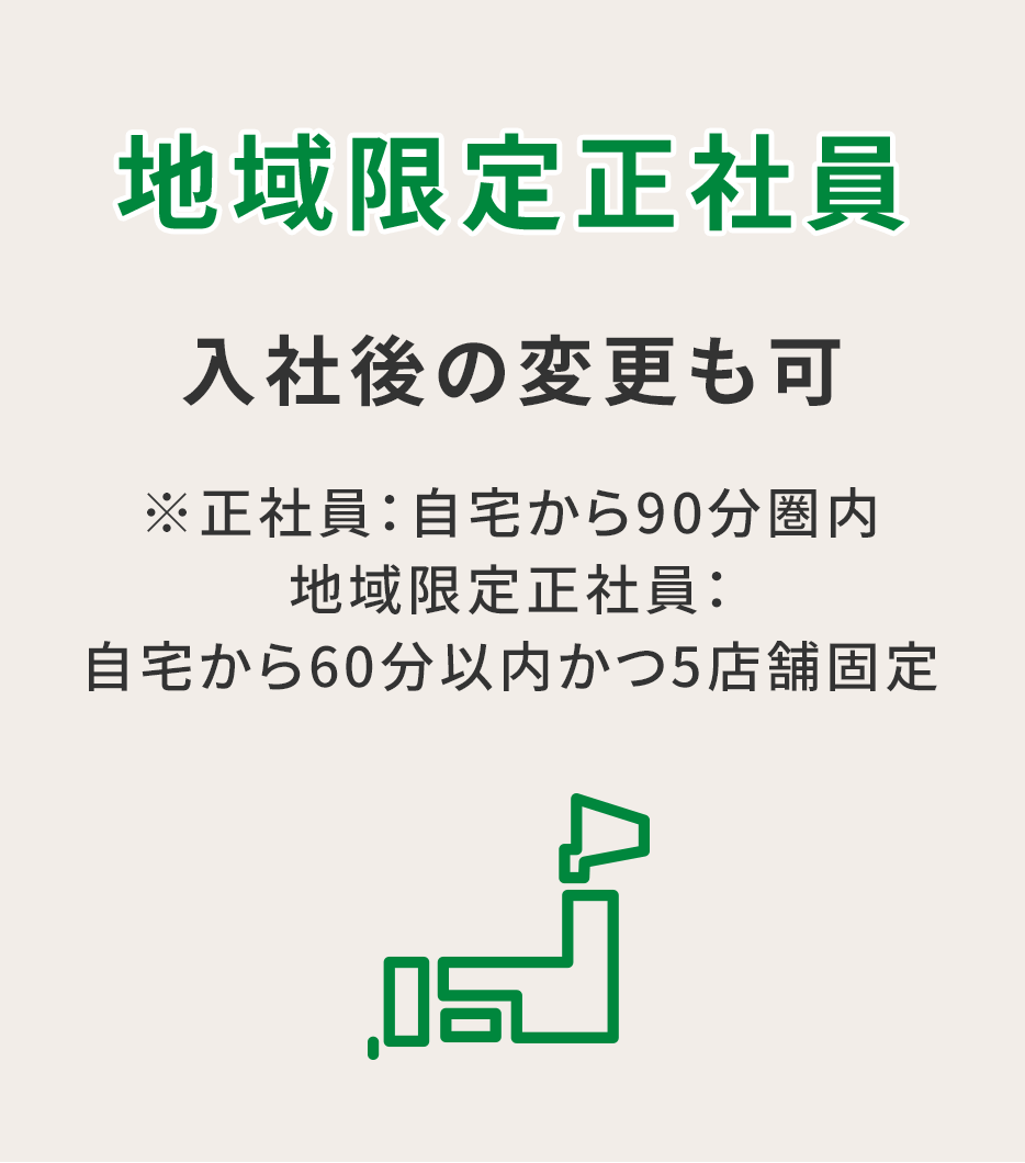 地域限定正社員　入社後の変更も可