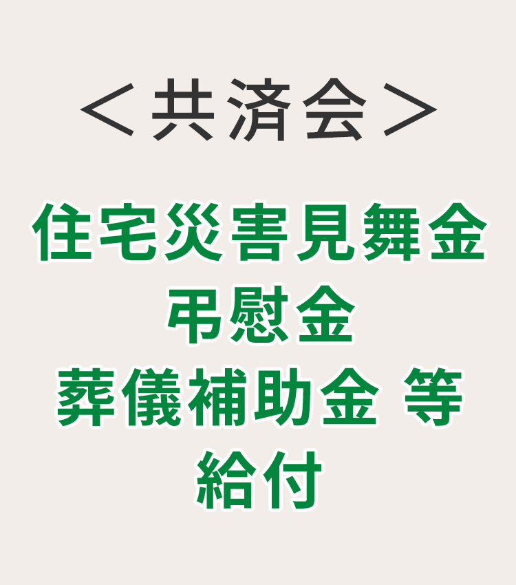 ＜共済会＞住宅災害見舞金　弔慰金　葬儀補助金　等給付